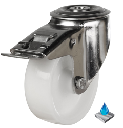 Medium Duty Stainless Steel 125mm Nylon Swivel Braked Castor - 270kg Load