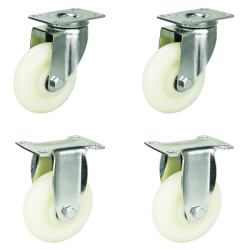 125mm Polypropylene Castor Wheels - 2 Swivel & 2 Fixed (Set of 4) 125mm Polypropylene Castor Wheels - 2 Swivel & 2 Fixed (Set of 4)