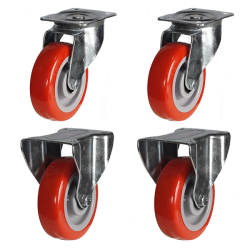 125mm Polyurethane Nylon Castors - 810kg - Set of 4 (2 Swivel & 2 Fixed)