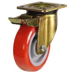 Medium Duty 125mm Polyurethane on Nylon Swivel Braked Castor - 340kg Load