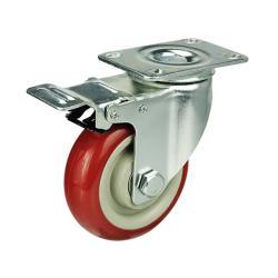 Medium Duty 125mm Polyurethane on Nylon Swivel Braked Castor 100kg Load