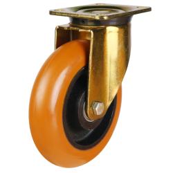 Heavy Duty 125mm Polyurethane on Cast Iron Swivel Castor - 400kg Load