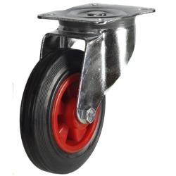 Medium Duty 125mm Rubber on Plastic Large Plate Swivel Castor - 100kg Load