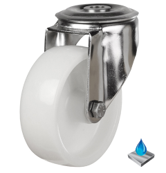 Medium Duty Stainless Steel 125mm Nylon Swivel Castor - 270kg Load