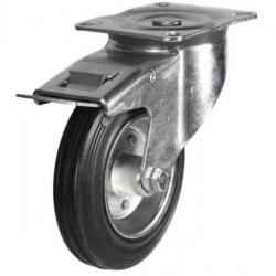 125mm medium duty braked castor rubber wheel