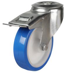 Medium Duty 150mm Elastic Polyurethane on Nylon Swivel Braked Castor - 200kg Load