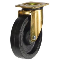 Heavy Duty 150mm Rubber on Cast Iron Swivel Castor - 400kg Load