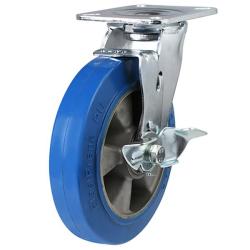160mm Elastic Polyurethane Swivel Braked Castor [500kg max load]