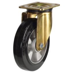 Heavy Duty 160mm Elastic Rubber on Aluminium Swivel Castor - 350kg Load