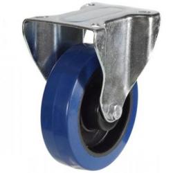 160mm Blue Elastic Rubber Fixed Castor Up To 350kg Capacity