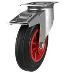 160mm Rubber Tyre On Steel Disk Centre & Rubber Tyre On Plastic Short Brake Castors
