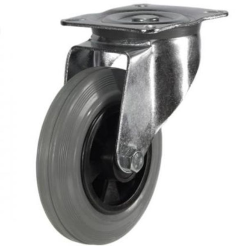 Medium Duty Stainless Steel 160mm Non-Marking Grey Rubber Swivel Castor - 175kg Load