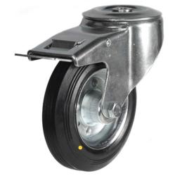 Medium Duty 200mm Anti-Static Rubber Swivel Braked Castor - 205kg Load