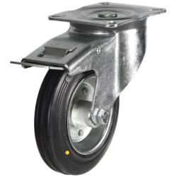 Medium Duty 200mm Anti-Static Rubber Swivel Braked Castor - 205kg Load