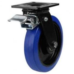200mm Non-Marking Rubber Swivel Braked Castor [425kg max load]