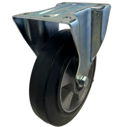 Heavy Duty 200mm Elastic Rubber on Aluminium Fixed Castor - 350kg Load