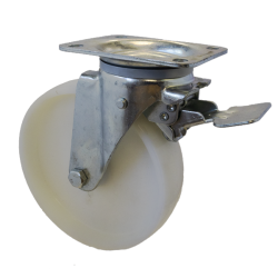 Heavy Duty 200mm Nylon Swivel Braked Castor - 350kg Load