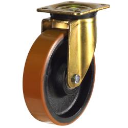 Heavy Duty 200mm Polyurethane on Cast Iron Swivel Castor - 800kg Load
