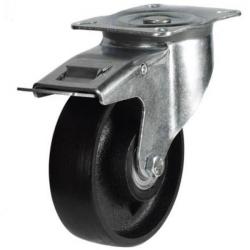 200mm medium duty braked castor cast iron wheel