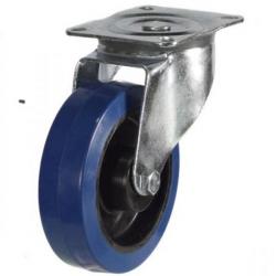200mm medium duty swivel castor blue elastic rubber wheel