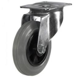 200mm medium duty swivel castor grey rubber wheel