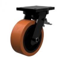 Extra Heavy Duty 250mm Polyurethane on Cast Iron Swivel Braked Castor - 1800kg Load