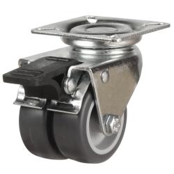 Light Duty 50mm Synthetic Non-Marking Rubber Swivel Braked Castor - 60kg Load
