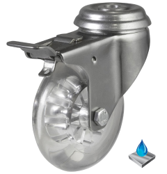50mm Stainless Steel Non-Marking Bolt Hole Swivel Braked Castor [50kg max load]