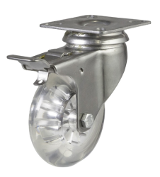 Light Duty Stainless Steel 50mm Synthetic Non-Marking Swivel Braked Castor - 50kg Load