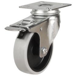 Light Duty 75mm Non-Marking Anti-Static Rubber Swivel Braked Castor - 50kg Load