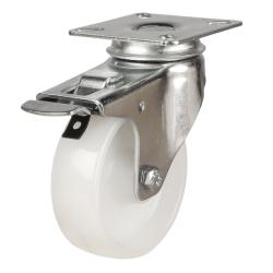 Light Duty 75mm Polypropylene Swivel Braked Castor - 50kg Load