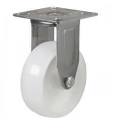 Light Duty Stainless Steel 75mm Nylon Fixed Castor - 50kg Load