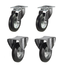 160mm Rubber Castors - 525kg - Set of 4 (2 Swivel & 2 Fixed) 160mm Rubber Castors - 525kg - Set of 4 (2 Swivel & 2 Fixed)