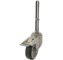 Medium Duty Stainless Steel 80mm Synthetic Non-Marking Rubber Swivel Braked Castor 60kg Load