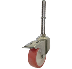 Medium Duty Stainless Steel 80mm Polyurethane on Nylon Swivel Braked Castor 100kg Load