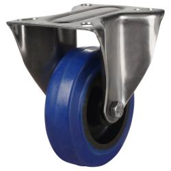 Medium Duty Stainless Steel 80mm Non-Marking Rubber Fixed Castor - 150kg Load