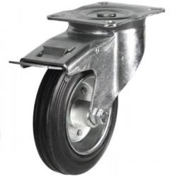 80mm medium duty braked castor rubber wheel