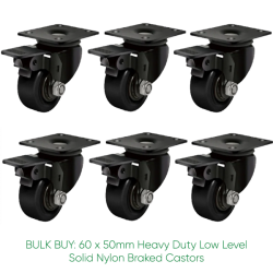 BULK BUY / 50mm Low Level Nylon Braked Castor | 200kg