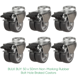 BULK BUY / 50mm Non-Marking Rubber Braked Castor | 60kg