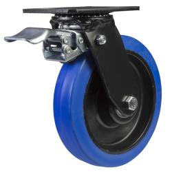 Heavy Duty 125mm Non-Marking Rubber Swivel Braked Castor - 310kg Load