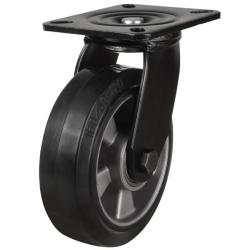 Heavy Duty 200mm Elastic Rubber on Aluminium Swivel Castor - 450kg Load