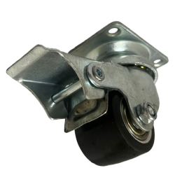 Heavy Duty 35mm Polyurethane on Cast Iron Swivel Braked Castor - 100kg Load