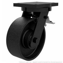 Industrial Heavy Duty 200mm Ductile Iron Swivel Braked Castor - 2500kg Load