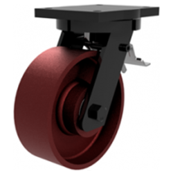 Industrial Heavy Duty 200mm Ductile Iron Swivel Braked Castor - 2500kg Load