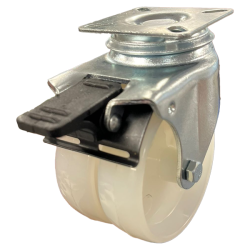 Light Duty 75mm Nylon Swivel Braked Castor - 80kg Load