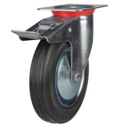 Medium Duty 150mm Rubber on Steel Swivel Braked Castor - 150kg Load