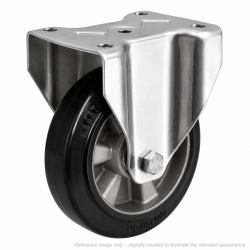 Heavy Duty Stainless Steel 125mm Elastic Rubber on Aluminium Fixed Castor - 250kg Load