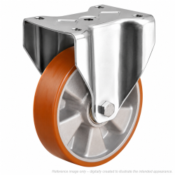 Heavy Duty Stainless Steel 150mm Polyurethane on Aluminium Fixed Castor - 550kg Load