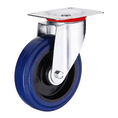 100mm / 80kg Blue Rubber Wheel on Swivel Castor