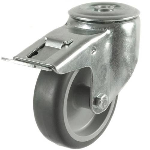 100mm Synthetic Non-Marking Antistatic Rubber Braked Castors